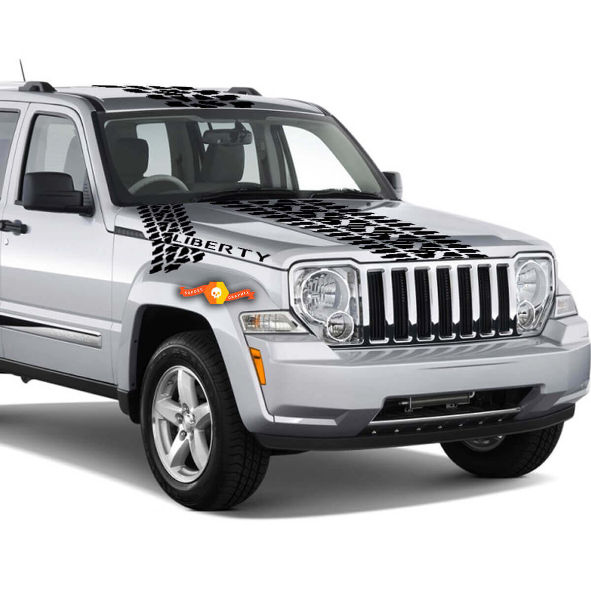 Tire tread hood Roof Trunk car vinyl graphic sticker decals for fits jeep Liberty
