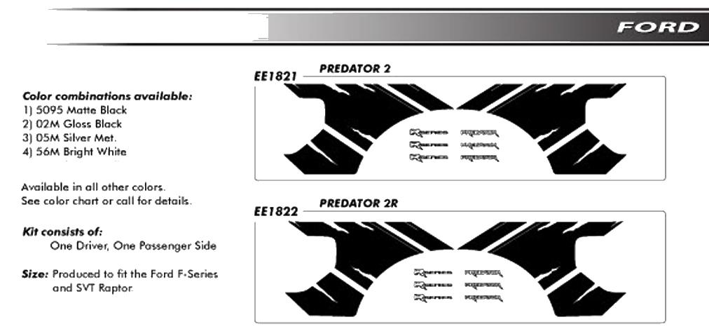Ford F150 Raptor Graphics Decals Trim Emblems Kit PREDATOR 2 EE1821 // 2009-2012