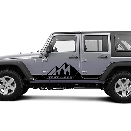 Custom Text Mountain Rocker Panel Side Vinyl Decals Graphics Sticker for Jeep Wrangler CJ TJ JK JKU JL JLU
