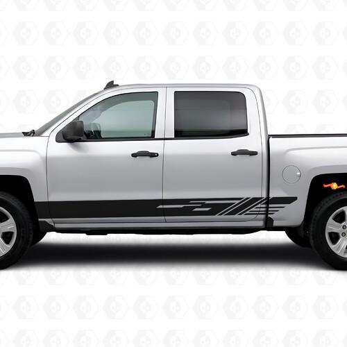 Diagonal Slot Door & Rocker Panel Vinyl Stripes for Chevrolet Silverado 1500 K2XX 2014-2019