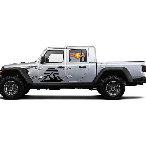 2 Side Jeep Gladiator Mountain Moon Sun Sunrise Door Side Vinyl Decals Graphics Sticker
