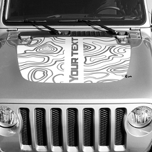 Autocollant Vinyle Carte Topographique Noire Capot Texte Central Personnalisé pour Jeep Wrangler 2