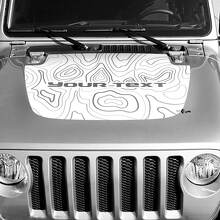 Noir Carte Topographique en Contours Adhésive Vinyle de Capot Autocollant Texte Personnalisé pour Jeep Gladiator 2