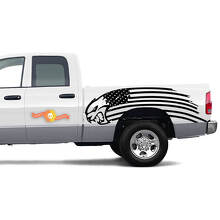 USA Flag Hellcat Style Side Vinyl Decal Sticker for Dodge Ram 1500_2