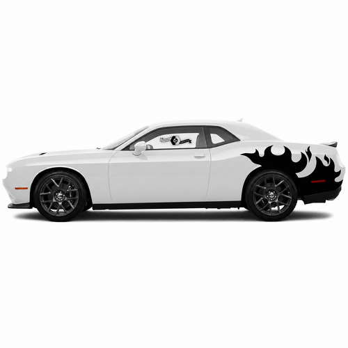 Flame Sweep Pair Side Rear Fender Vinyl Decal Sticker for Dodge Challenger Hellcat