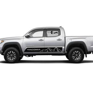 Pair Stripes for Tacoma Side Rocker Mountains TRD or Custom Text Panel Vinyl Stickers Decal fit to Toyota Tacoma
