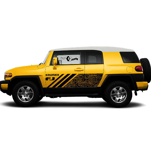 Side Topographic Map FJ Cruiser Doors Stripe Decal Wrap Sticker for Toyota FJ Cruiser
