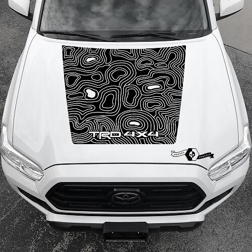 TRD 4x4 Tacoma Hood NO! Scoop Blackout Topographic Map hood Toyota Vinyl Stickers Decal fit to Tacoma 16-21
