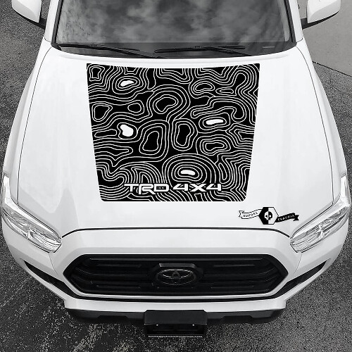 TRD 4x4 Topographic Map Hood Vinyl Decal Sticker for Toyota Tacoma 2016-2021