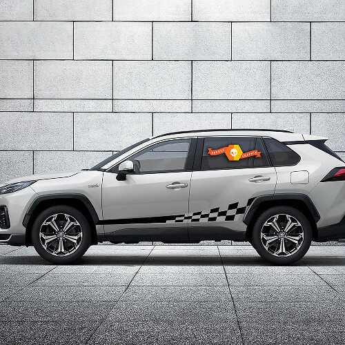 Checkered Flag Style Stripes Side Vinyl Decal Sticker for Toyota RAV4 2019-2025