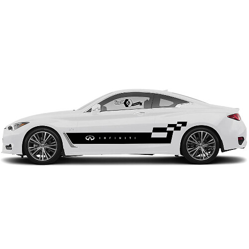 Pair Checkered Flag Decal Sticker large wide door Stripe for INFINITI Q50 Q60
