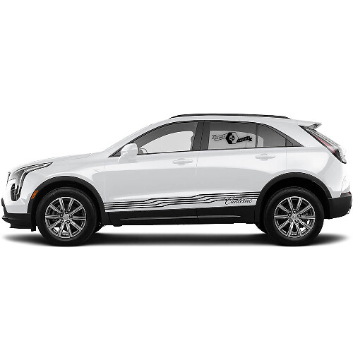 2 New Decal Rocker Panel Sticker Lines Curve Lines Illusion Stripe for Cadillac XT4
