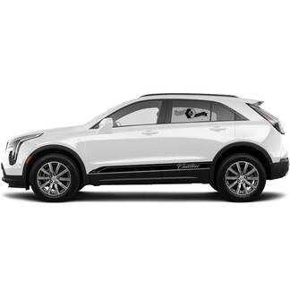 2 New Decal Rocker Panel Sticker Lines Triple Thin Lines Classic Stripe for Cadillac XT4
