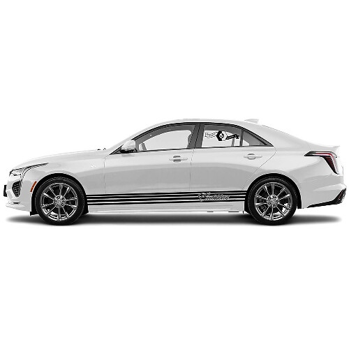 2 New Decal Sticker Stylish Rocker Panel Accent Two Lines Wrap vinyl Decal for Cadillac CT4
