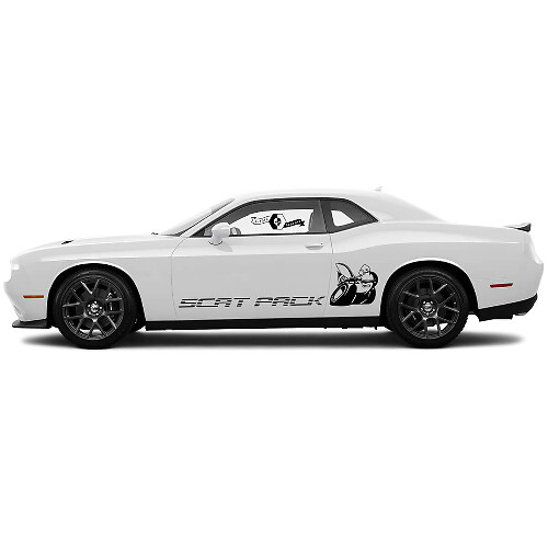 2 Side Dodge Challenger Scat Pack in Line Classic Side Vinyl Decals Graphics Sticker
