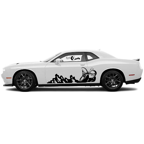 2 Side Dodge Challenger Scat Pack traces of dirt Wrap Classic Side Vinyl Decals Graphics Sticker
