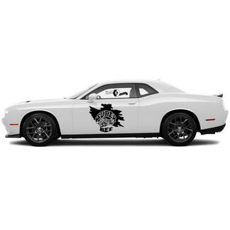 2 Side Dodge Challenger Super Bee door Wrap Destroyed Сlassic Side Vinyl Decals Graphics Sticker
