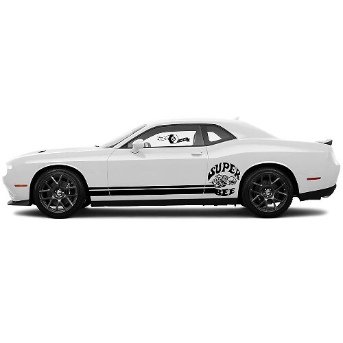 2 Side Dodge Challenger Super Bee Rocker Panel Side Vinyl Decals Graphics Sticker
