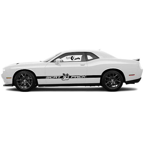 2 Side Dodge Challenger Scat Pack Door Big Side Classic Stripe Solid Side Vinyl Decals Graphics Sticker
