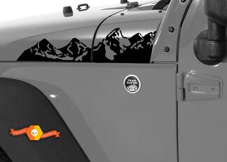2 Jeep Wrangler Mountain Hood Left Right Sticker Decal#2