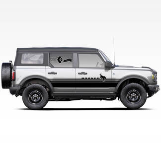 2x Bronco horse stallion Badlands 4-door Wrap Doors Side Thick Strip Decals Stickers for Ford Bronco 2021
