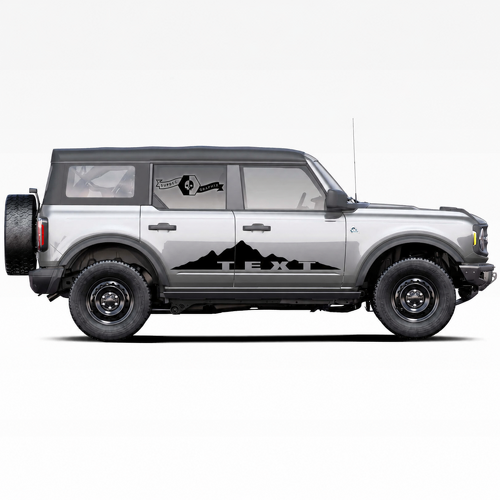 Custom Text Mountain Logo Side Door Stripe Decals Stickers Pair for Musclecar horse