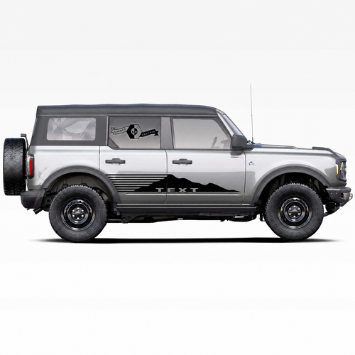 Custom Text Mountains Logo Side Door Decals Stickers Pair for Musclecar horse 2021