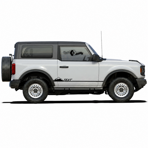 Custom Text Snow-Capped Mountains Side Stripe 2-Door Decals Stickers Set Of 2 for Musclecar horse 2021