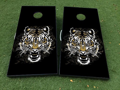 Tiger Cornhole Board Vinyl Wrap Decal Set