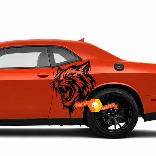 Custom Cat Head Blood Drip Pair Side Rear Fender Vinyl Decal Sticker for Dodge Challenger