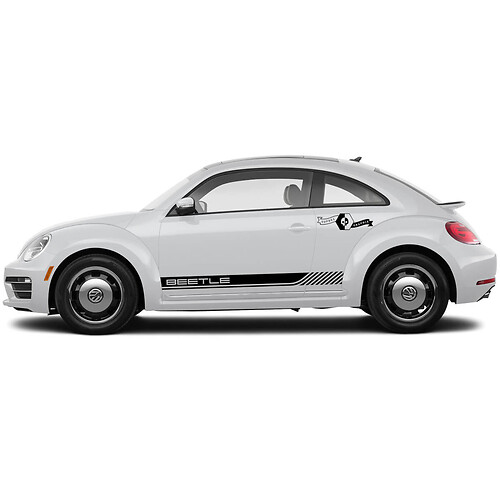 Pair Volkswagen Beetle Rocker Panel Stripe Graphics Stickers Decals Cabrio Style fit Any Year Ripples
