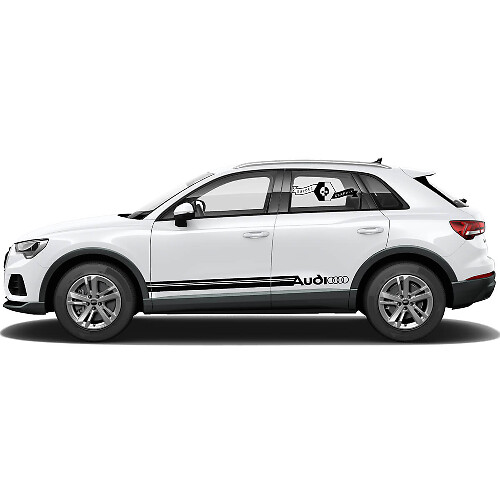 Pair Audi Q3 Stickers Door Side Solid Inscription Rocker Panel  2021 Vinyl Decal Sticker
