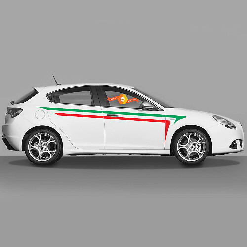 Pair Vinyl Decals Stickers Alfa Romeo Giulietta Graphics Italy Flag Up on the Doors 2021
