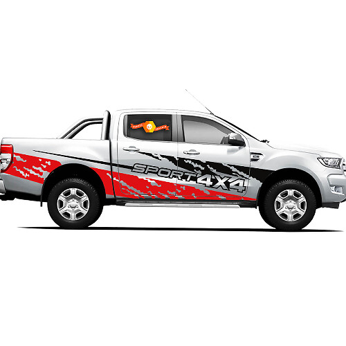 Pair Vinyl Decals Stickers 4X4 Tacoma Toyota TRD Off Road Truck side Doors Fire And Earth
