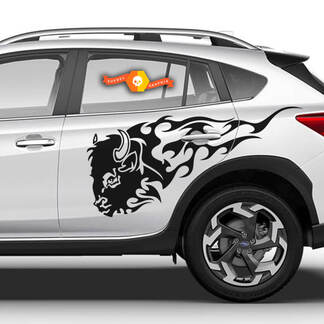 Vinyl Decals Graphic Stickers side сar Toyota flaming bull drawing new 2022
