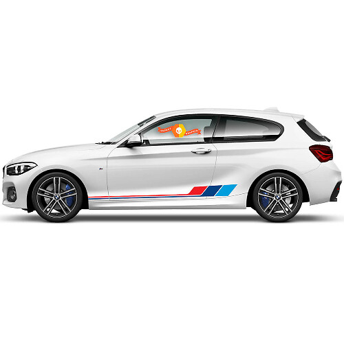 Pair Vinyl Decals Graphic Stickers side rocker panel for BMW 1 Series 2015 colourful stripes

