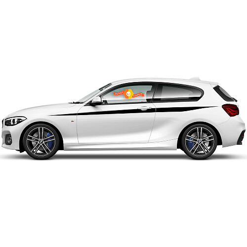 Pair Vinyl Decals Graphic Stickers side for BMW 1 Series 2015 black cut

