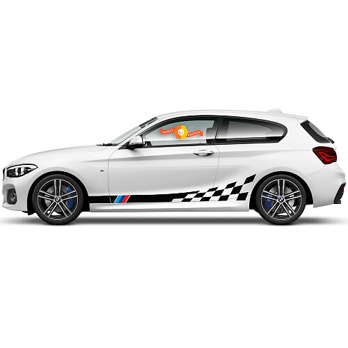 Pair Vinyl Decals Graphic Stickers side bmw 1 series 2015 Rocker panel race track checkered flag 2022
