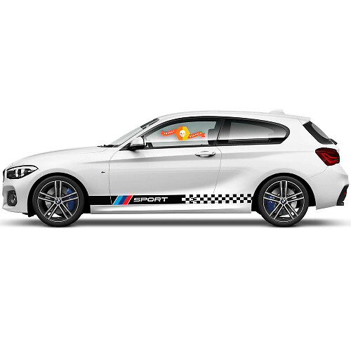 Pair Vinyl Decals Graphic Stickers side bmw 1 series 2015 Rocker panel Racing checkered flag Sport 2022
