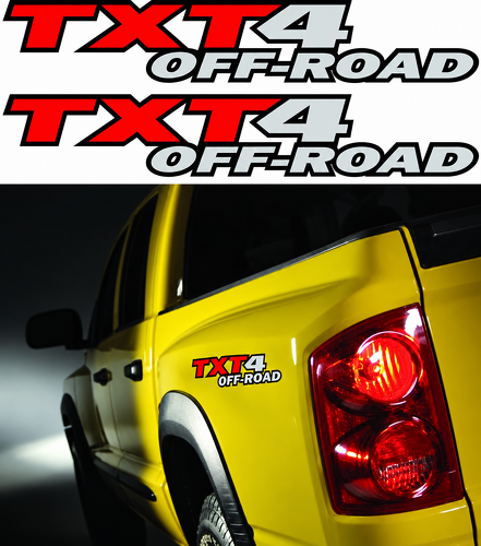 Custom TXT4 Off Road Outline Lettering Bedside Vinyl Decal Sticker for Dodge Dakota TRX4