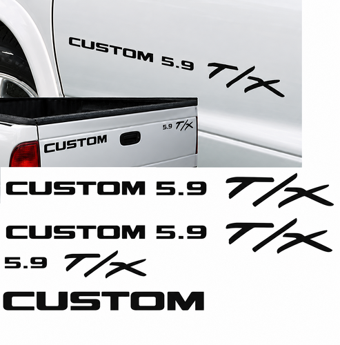 Custom 5.9 T/X Four-Piece Lettering Kit Side Tailgate Vinyl Decal Sticker for Dodge Dakota