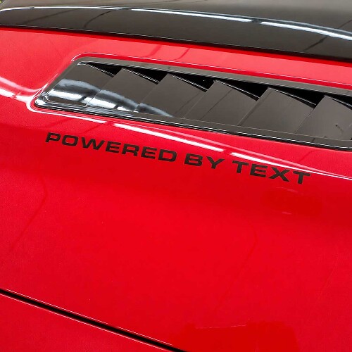 Powered By "Custom Text" Hood Vinyl Decal Set for Musclecar Musclecarmodel GT