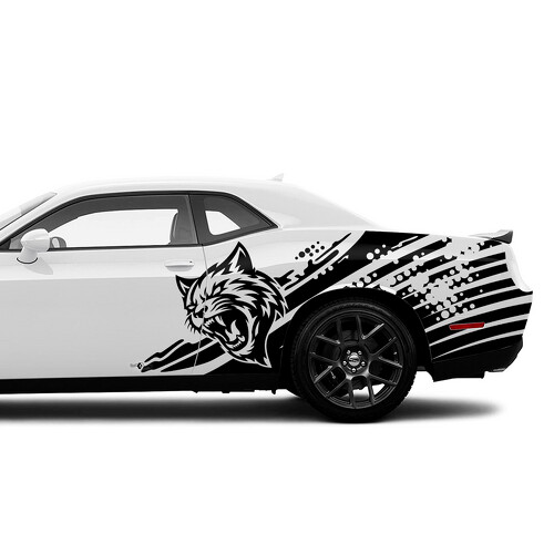 Wildcat Logo Dots and Stripes Door Side Vinyl Decal Sticker for Dodge Challenger
