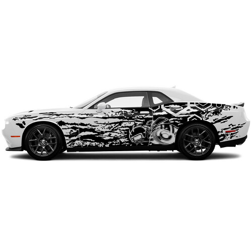 Mud Splash & Hexagon Gpaphic Side Vinyl Decal Sticker for Dodge Challenger