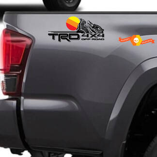TRD 4x4 Off road with Topographic Vintage Side Vinyl Stickers Decal fit to Toyota Tacoma 2
