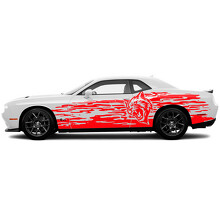 Hellcat Scratches Grunge Door Side Vinyl Decal Sticker for Dodge Challenger_3