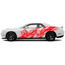 Hellcat Diagonal Grunge Door Side Vinyl Decal Sticker for Dodge Challenger_3
