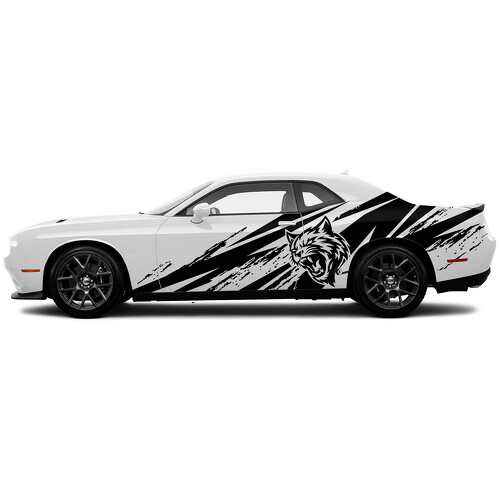 Wildcat Distressed Style Side Vinyl Decal Sticker for Dodge Challenger_1