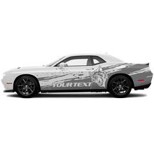 Wildcat & Custom Text Distressed Style Side Vinyl Decal Sticker for Dodge Challenger_2