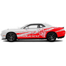 Wildcat & Custom Text Distressed Style Side Vinyl Decal Sticker for Dodge Challenger_3